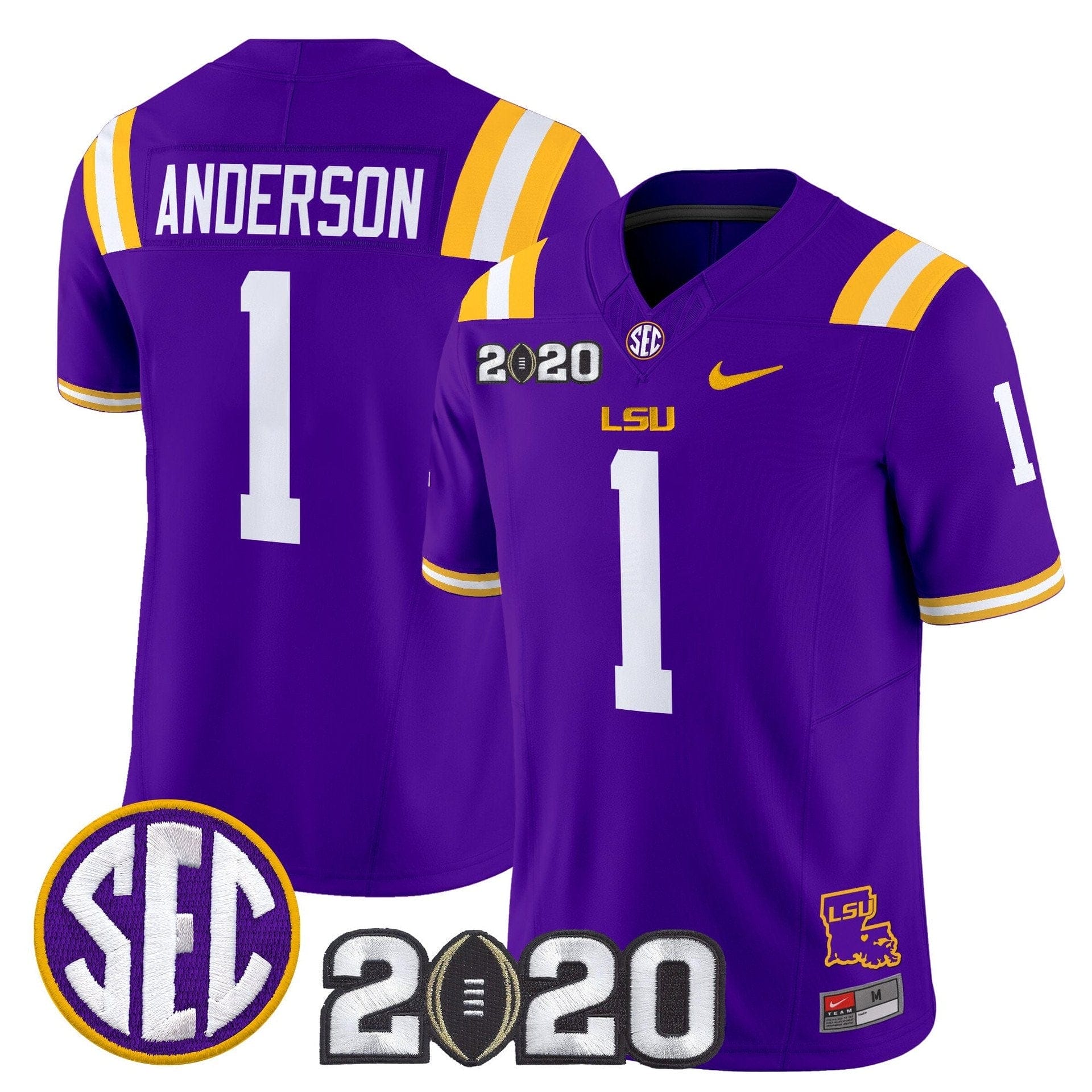 Aaron Anderson Jersey #1 LSU Tigers 2020 National Champions Stitched - Image 5