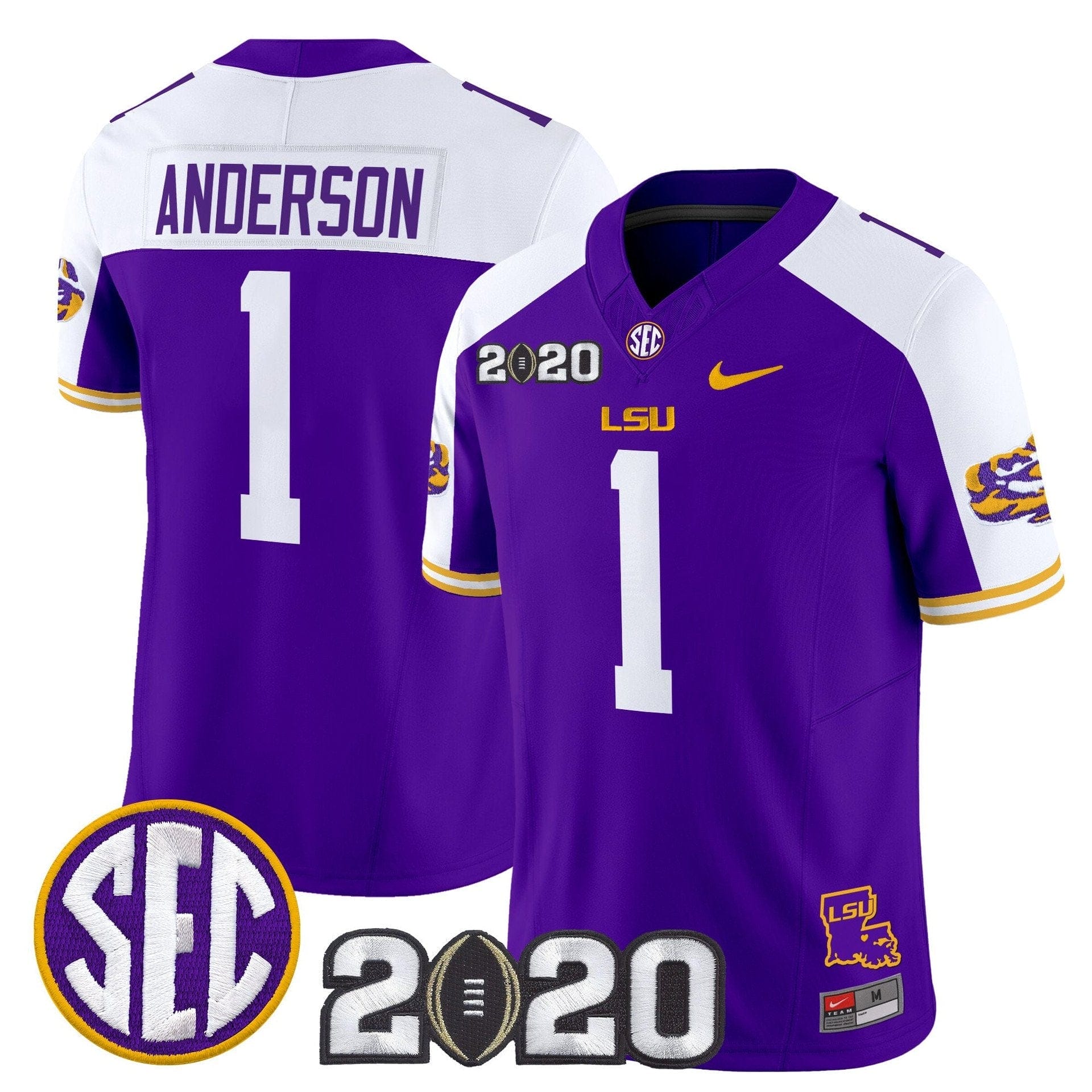 Aaron Anderson Jersey #1 LSU Tigers 2020 National Champions Stitched - Image 4