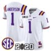 Aaron Anderson Jersey 1 LSU Tigers 2020 National Champions Stitched White
