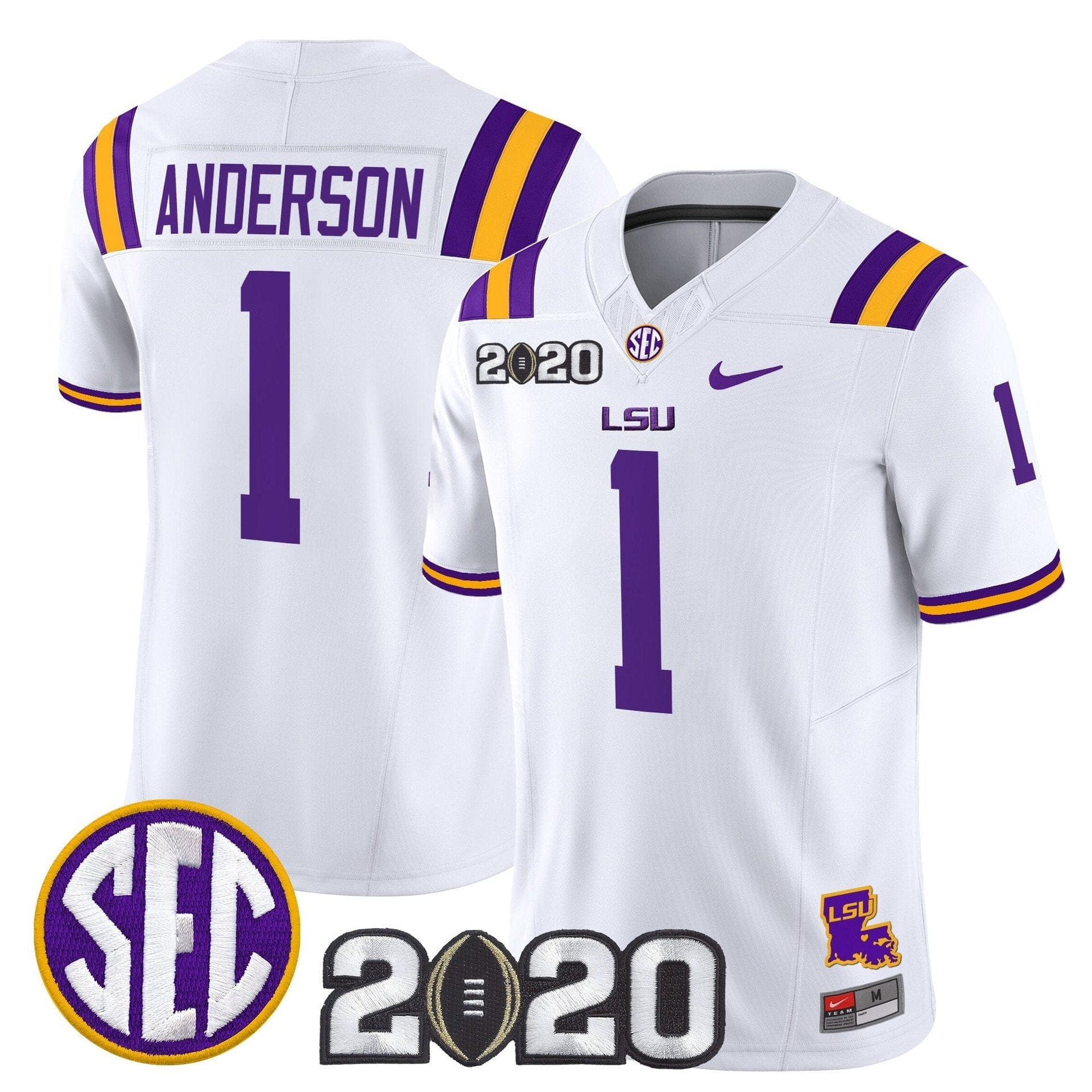 Aaron Anderson Jersey #1 LSU Tigers 2020 National Champions Stitched