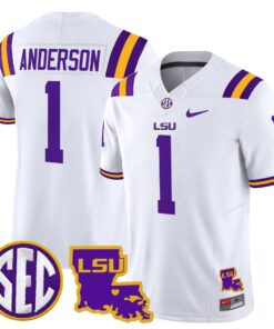 Aaron Anderson Jersey 1 LSU Tigers 2025 Louisiana Patch Stitched White 3ad797c8 5d13 4822 a231 a48dc3e6b35c