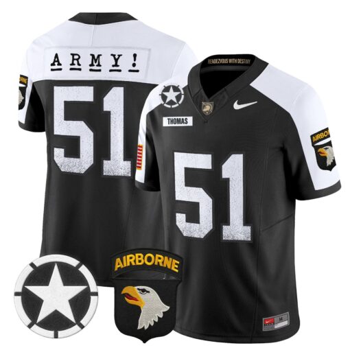 Andon Thomas Jersey #51 Army Black Knights 2025 Screaming Eagles Stitched - Image 4