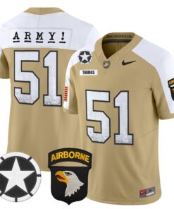 Andon Thomas Jersey 51 Army Black Knights 2025 Screaming Eagles Stitched Tan Alter