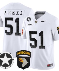Andon Thomas Jersey 51 Army Black Knights 2025 Screaming Eagles Stitched White