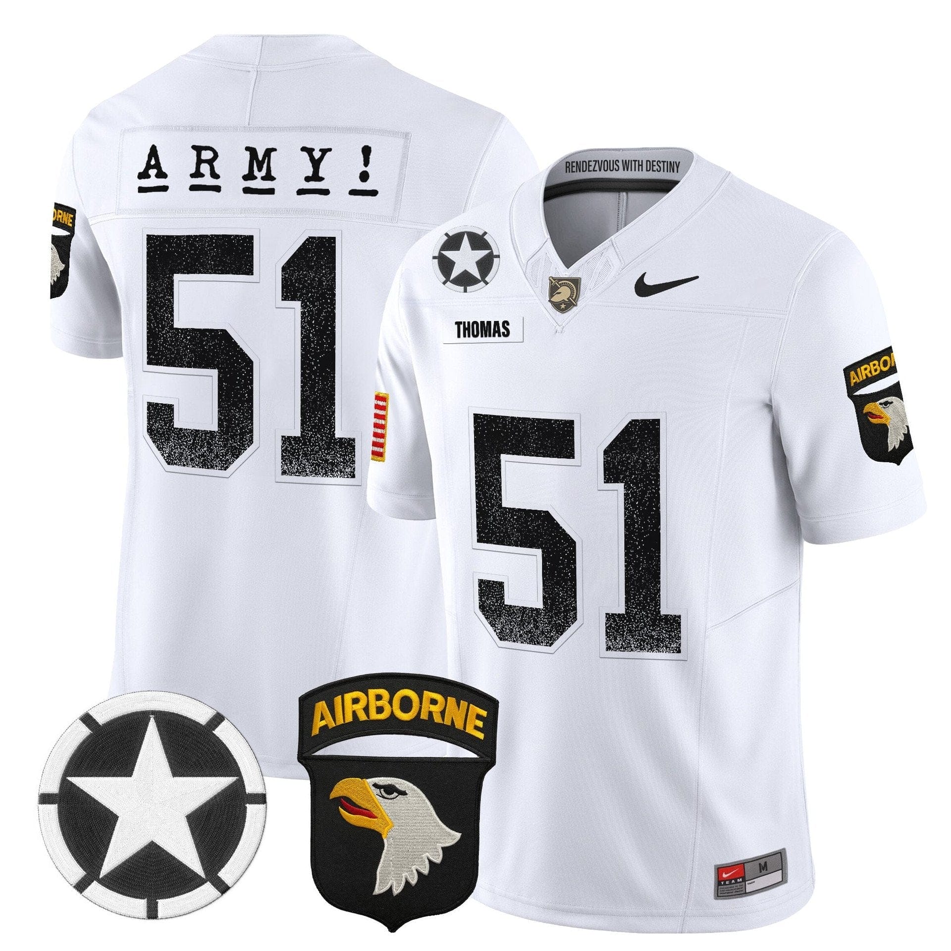 Andon Thomas Jersey #51 Army Black Knights 2025 Screaming Eagles Stitched - Image 2