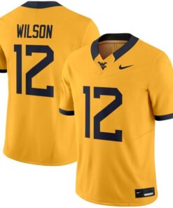 Anthony Wilson Jr Jersey 12 West Virginia Mountaineers 2025 Stitched Gold