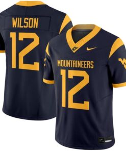 Anthony Wilson Jr Jersey 12 West Virginia Mountaineers 2025 Stitched Navy