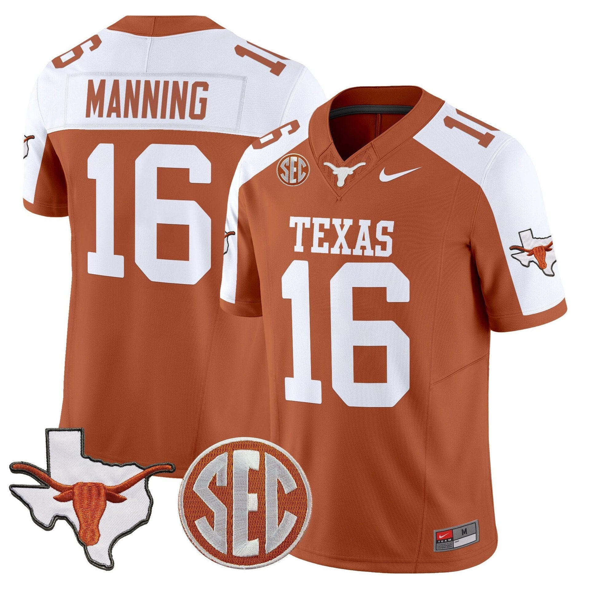 Arch Manning Jersey #16 Texas Longhorns 2025 State Map SEC Patch - Image 4