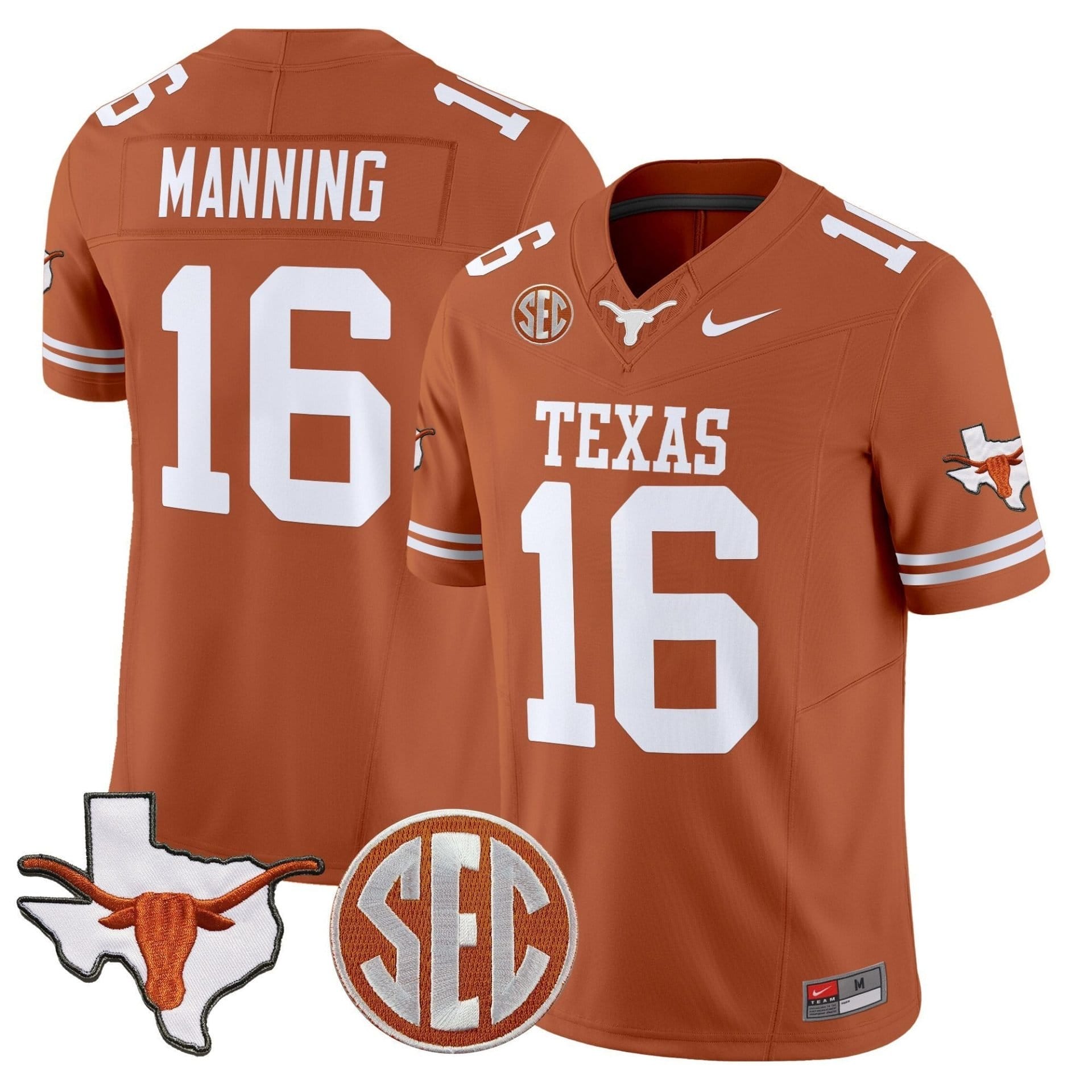 Arch Manning Jersey #16 Texas Longhorns 2025 State Map SEC Patch - Image 5