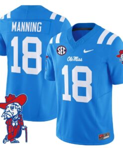 Archie Manning Jersey 18 Ole Miss Rebels 2025 Limited V2 Stitched Powder Blue