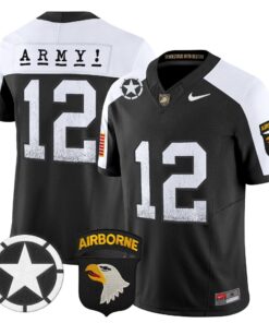 Army Jersey 12 Army Black Knights 2025 Screaming Eagles Stitched Black Alter
