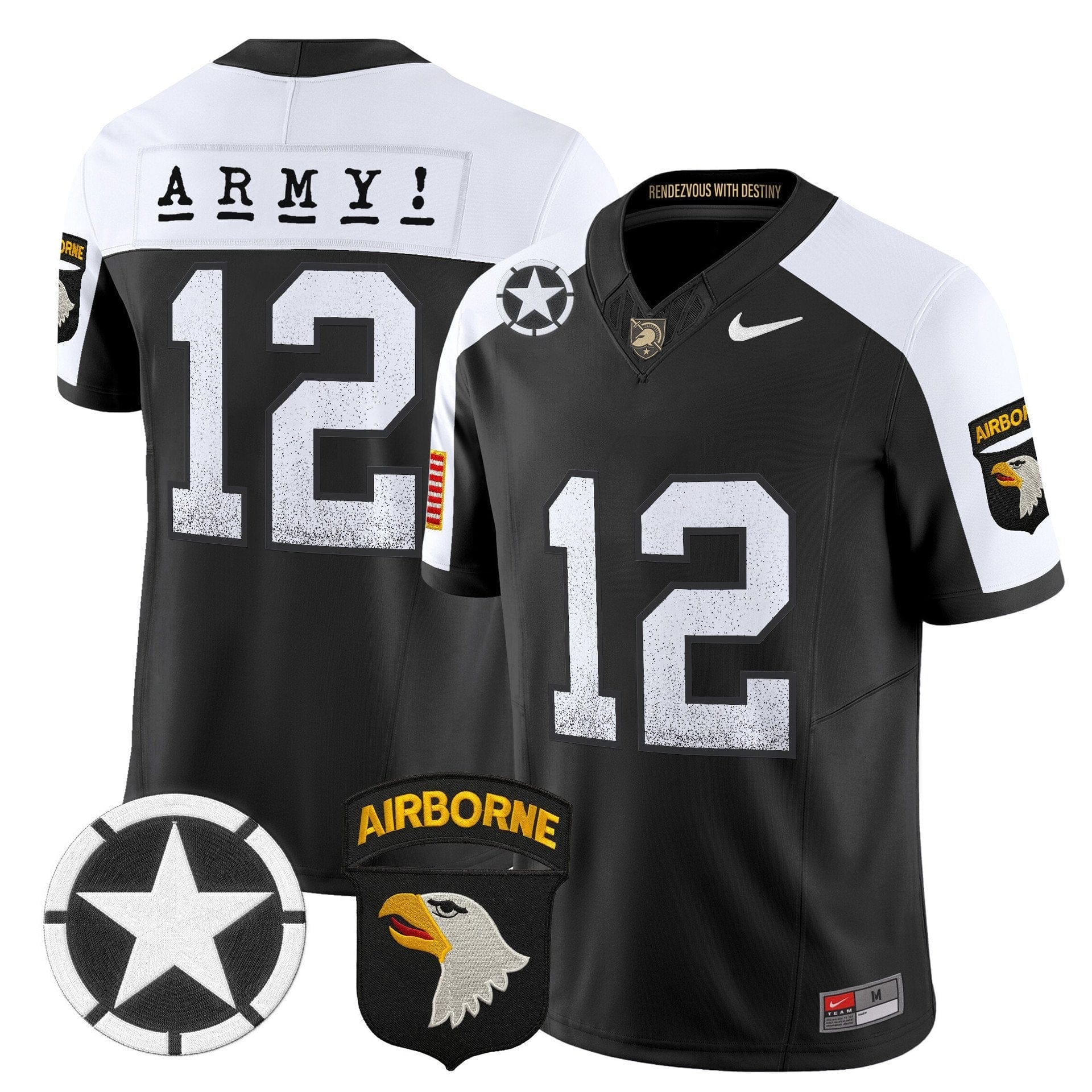 Army Jersey #12 Army Black Knights 2025 Screaming Eagles Stitched - Image 4