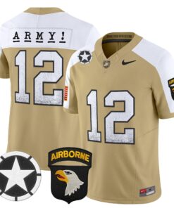 Army Jersey 12 Army Black Knights 2025 Screaming Eagles Stitched Tan Alternate