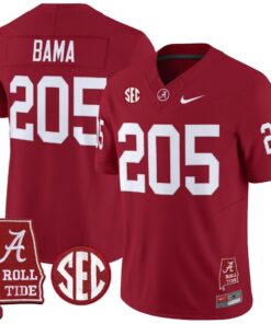 Bama Jersey 205 Alabama Crimson Throwback Alabama Map Stitched Crimson