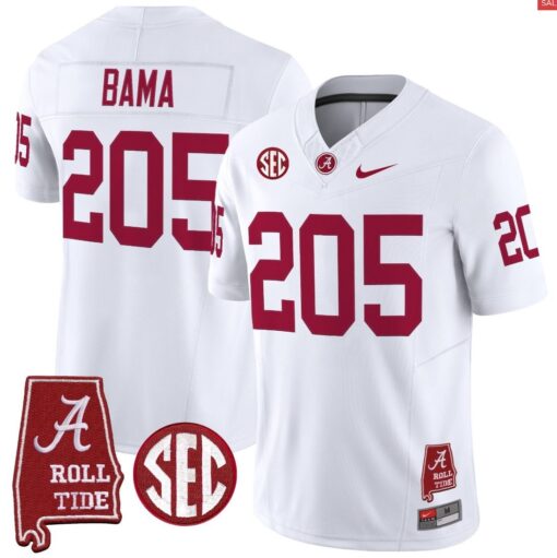 Bama Jersey #205 Alabama Crimson Throwback Alabama Map Stitched - Image 2