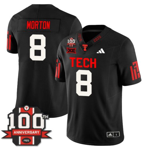Behren Morton Jersey #8 Texas Tech Football 100th Anniversary Stitched
