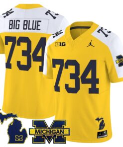 Big Blue Jersey 734 Michigan Wolverines 2025 Limited V2 Stitched Maize Alter