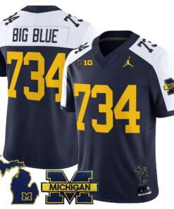 Big Blue Jersey 734 Michigan Wolverines 2025 Limited V2 Stitched Navy Alter