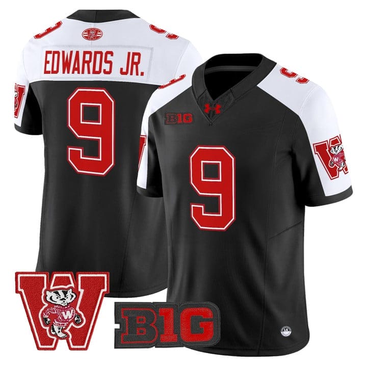 Billy Edwards Jr Jersey #9 Wisconsin Badgers Throwback Stitched - Image 3