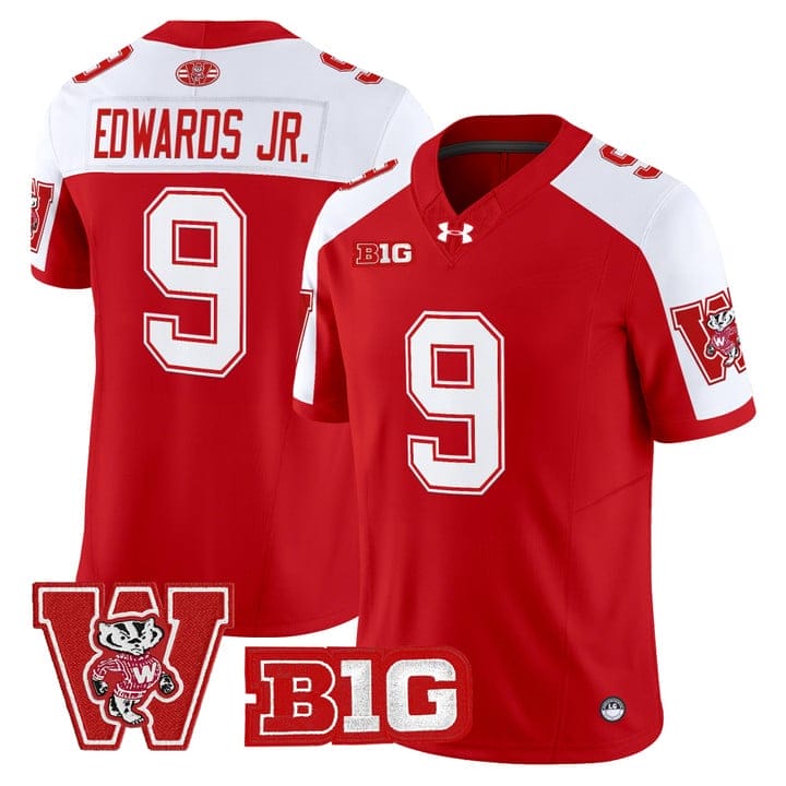 Billy Edwards Jr Jersey #9 Wisconsin Badgers Throwback Stitched - Image 4