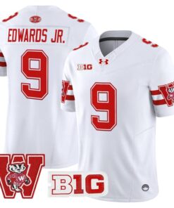 Billy Edwards Jr Jersey 9 Wisconsin Badgers Throwback Stitched White