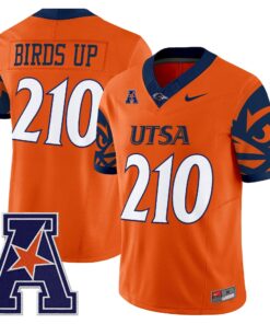 Birds Up Jersey 210 UTSA Roadrunners 2025 Vapor Limited V2 Stitched Orange