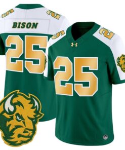 Bison Jersey 25 North Dakota State Bison Vapor Limited Stitched Green Alter