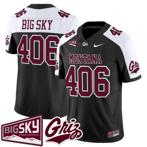 Big Sky Jersey #406 Montana Grizzlies 2025 Vapor Limited Stitched Black Alter - Image 2