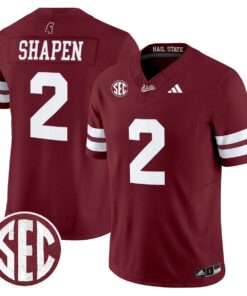 Blake Shapen Jersey 2 Mississippi State Bulldogs Dark Mode Stitched Maroon