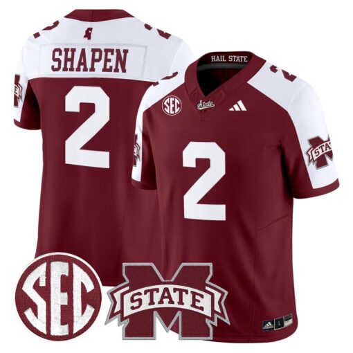 Blake Shapen Jersey #2 Mississippi State Bulldogs Dark Mode Stitched - Image 4