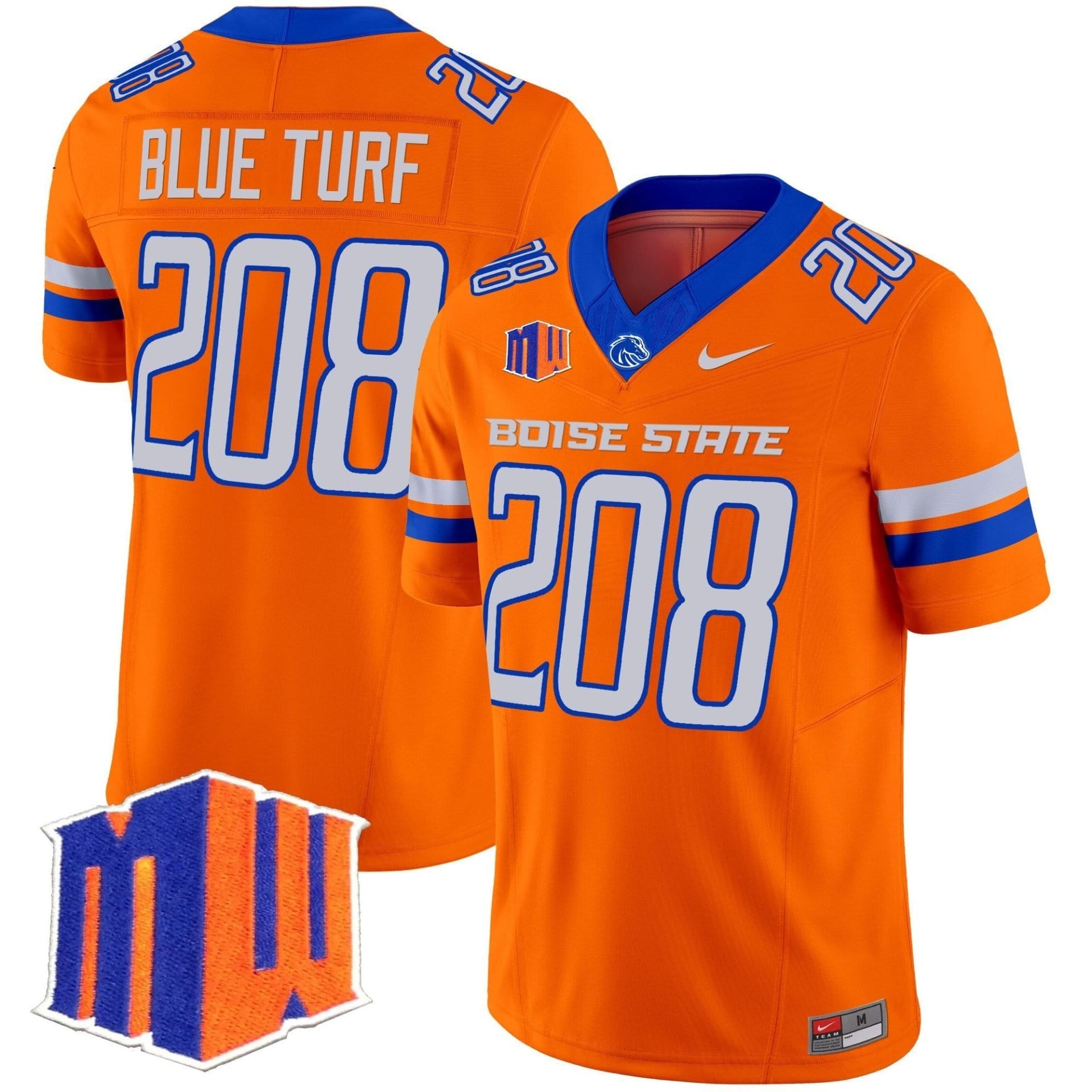 Blue Turf Jersey #208 Boise State Broncos 2025 Vapor Stitched - Image 4