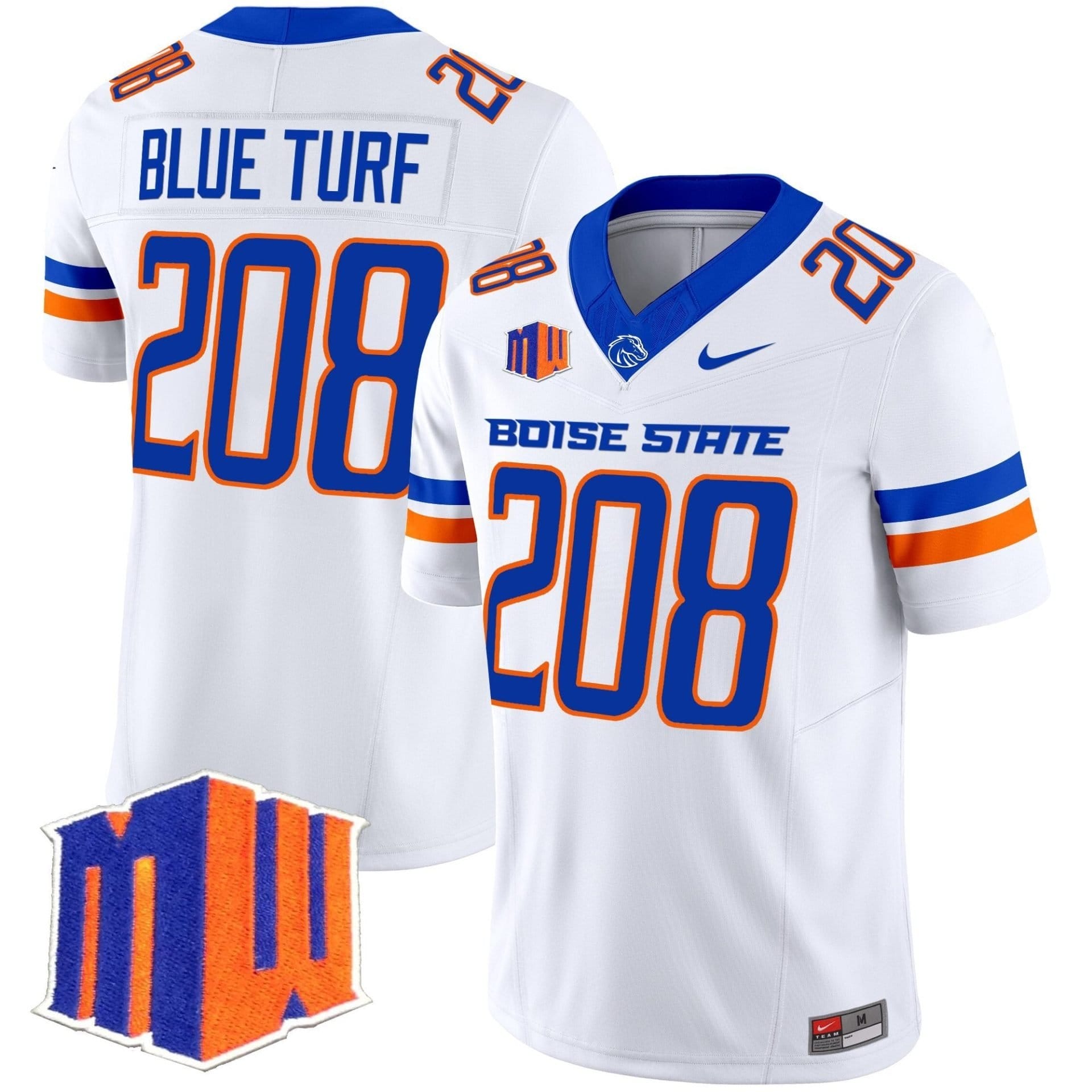 Blue Turf Jersey #208 Boise State Broncos 2025 Vapor Stitched - Image 2