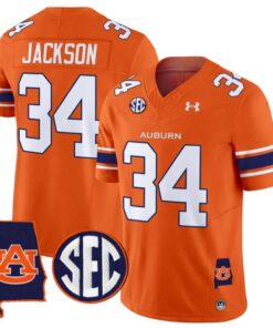Bo Jackson Jersey 34 Auburn Tigers 2025 Alabama Patch Stitched Orange
