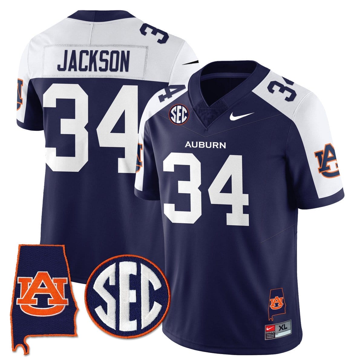 Bo Jackson Jersey #34 Auburn Tigers Alabama Patch Vapor Stitched