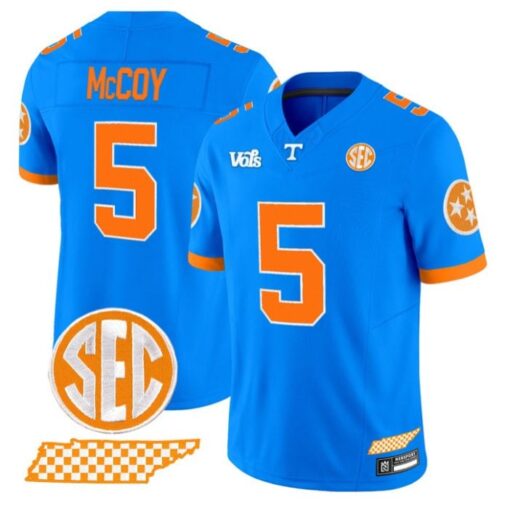 Bru McCoy Jersey #5 Tennessee Volunteers Blue Blaze Edition Stitched