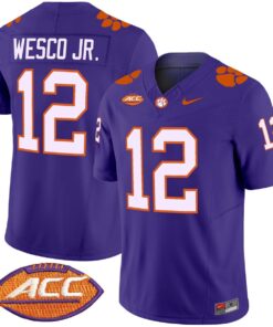 Bryant Wesco Jr Jersey 12 Clemson Tigers 2025 Vapor Limited Stitched Purple