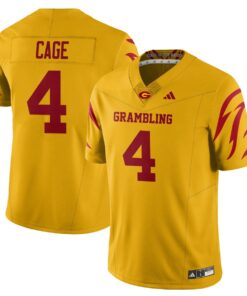 Bryce Cage Jersey 4 Grambling State Football 2025 Special Stitched Yellow