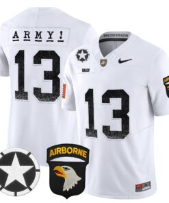 Bryson Daily Jersey 13 Army Black Knights 2025 Screaming Eagles Stitched White