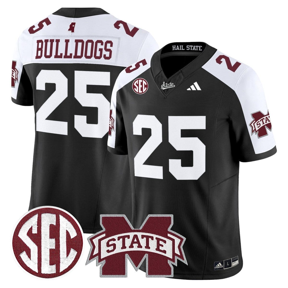 Bulldogs Jersey #25 Mississippi State Bulldogs Dark Mode Stitched - Image 3