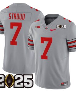 C J Stroud Jersey 7 Ohio State Heritage Stripe 2025 CFP Final Stitched Gray