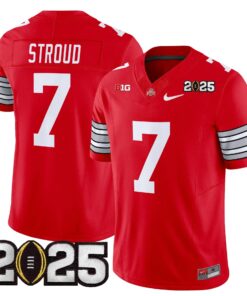 C J Stroud Jersey 7 Ohio State Heritage Stripe 2025 CFP Final Stitched Red
