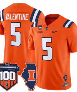 Ca Lil Valentine Jersey 5 Illinois Fighting 100th Memorial Stadium Orange