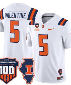 Ca Lil Valentine Jersey 5 Illinois Fighting 100th Memorial Stadium White