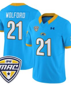 Cade Wolford Jersey 21 Kent State Golden Flashes 2025 Stitched Light Blue