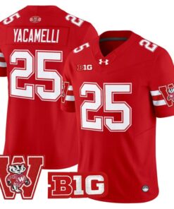 Cade Yacamelli Jersey 25 Wisconsin Badgers Throwback Stitched Red