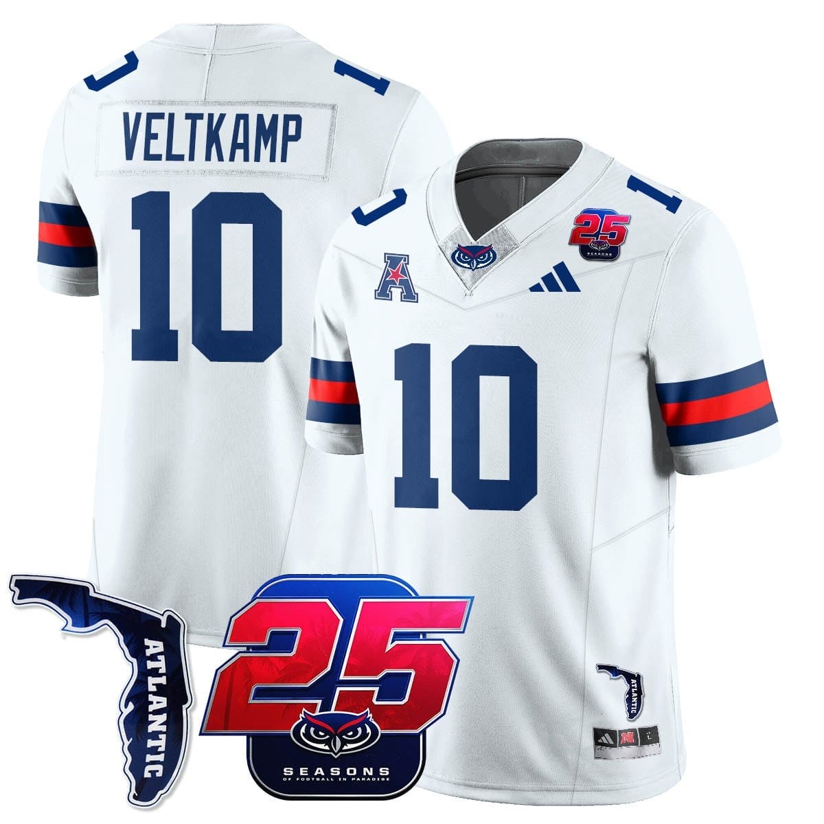 Caden Veltkamp Jersey #10 Florida Atlantic Football 25th Season Stitched