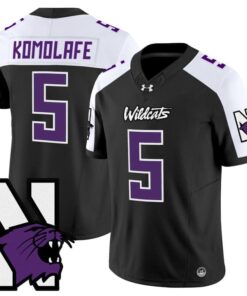 Alternative view of Caleb Komolafe Jersey #5 Northwestern Wildcats Honoring 95 Stitched