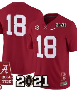 Champions Jersey 18 Alabama 2021 CFP Championship Alabama Map Crimson