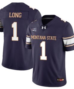 Chris Long Jersey 1 Montana State Bobcat Football 2025 Stitched Navy