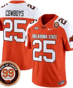 Cowboys Jersey 25 Oklahoma State Cowboys 2025 Leslie O neal Patch Orange Alter